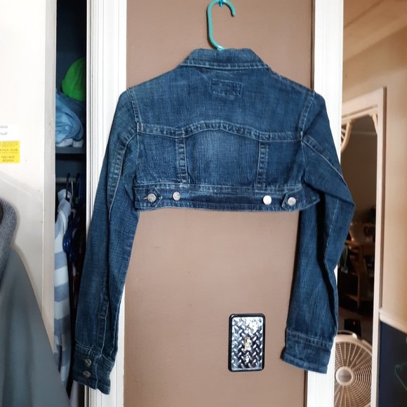 JEAN JACKET CROPPED JUNIOR SUMMER JACKET FOR SUMMER SZ SMALL - Picture 2 of 3
